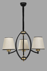 Candelabru Paul 3 lue siyah avize acik hasir abajurlu - Auriu / Crem