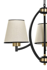 Candelabru Paul 3 lue siyah avize acik hasir abajurlu - Auriu / Crem