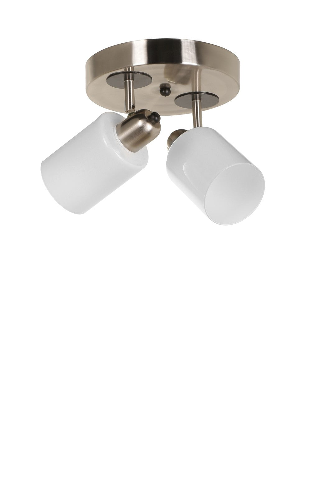 Candelabru Nomi 2 li tepsili mat krom beyaz camli avize - Alb