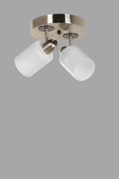 Candelabru Nomi 2 li tepsili mat krom beyaz camli avize - Alb
