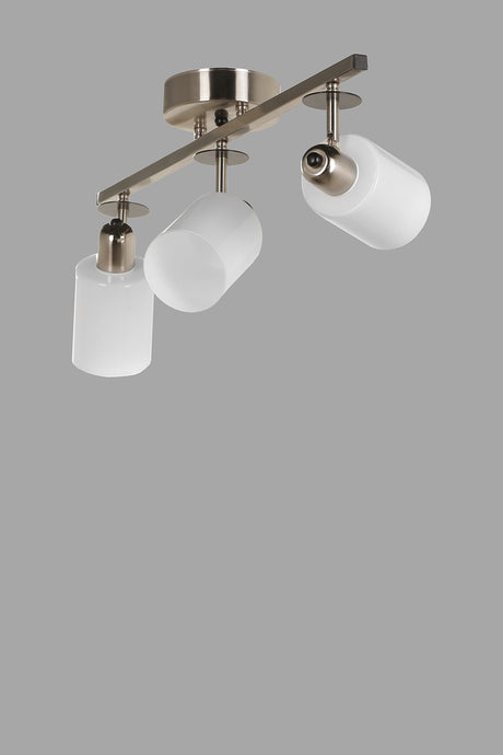 Candelabru Nomi 3 lue sirali mat krom beyaz camli avize - Alb