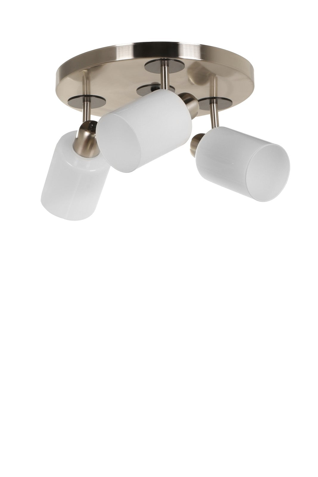 Candelabru Nomi 3 lue tepsili mat krom beyaz camli avize - Alb