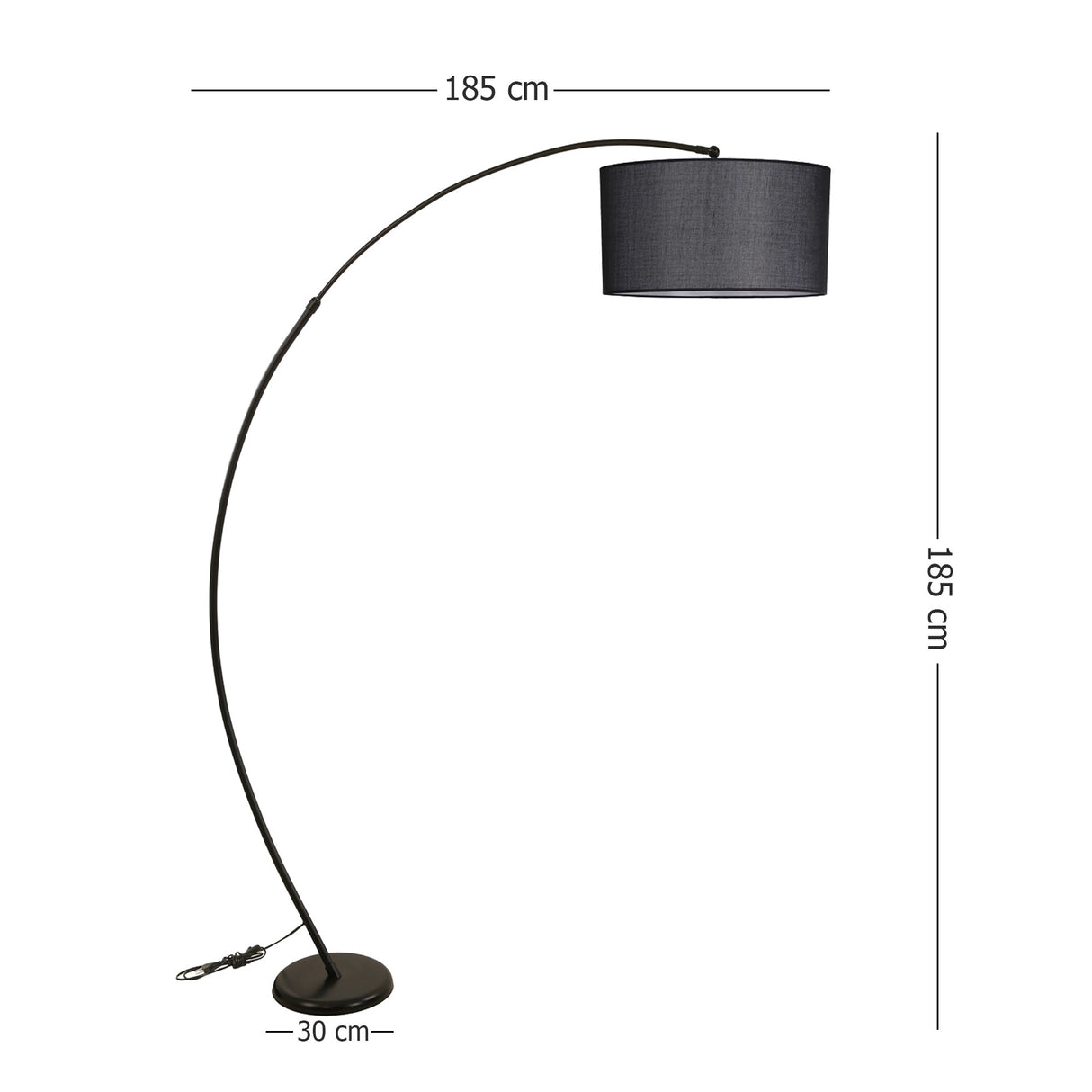 Lampadar Misra Siyah Lambader Silindir Hasir Siyah Abajurlu - Negru
