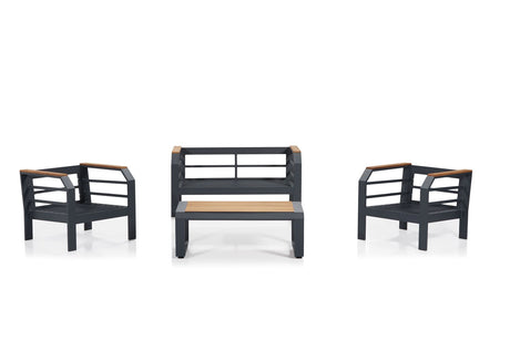 Set mobilier gradina Assento 2+1+1+S - Grey Black - Gri / Negru