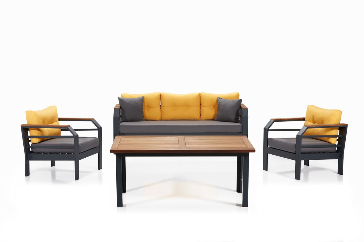 Set mobilier gradina Assento 3+1+1+M - YellowGreyBlack - Galben