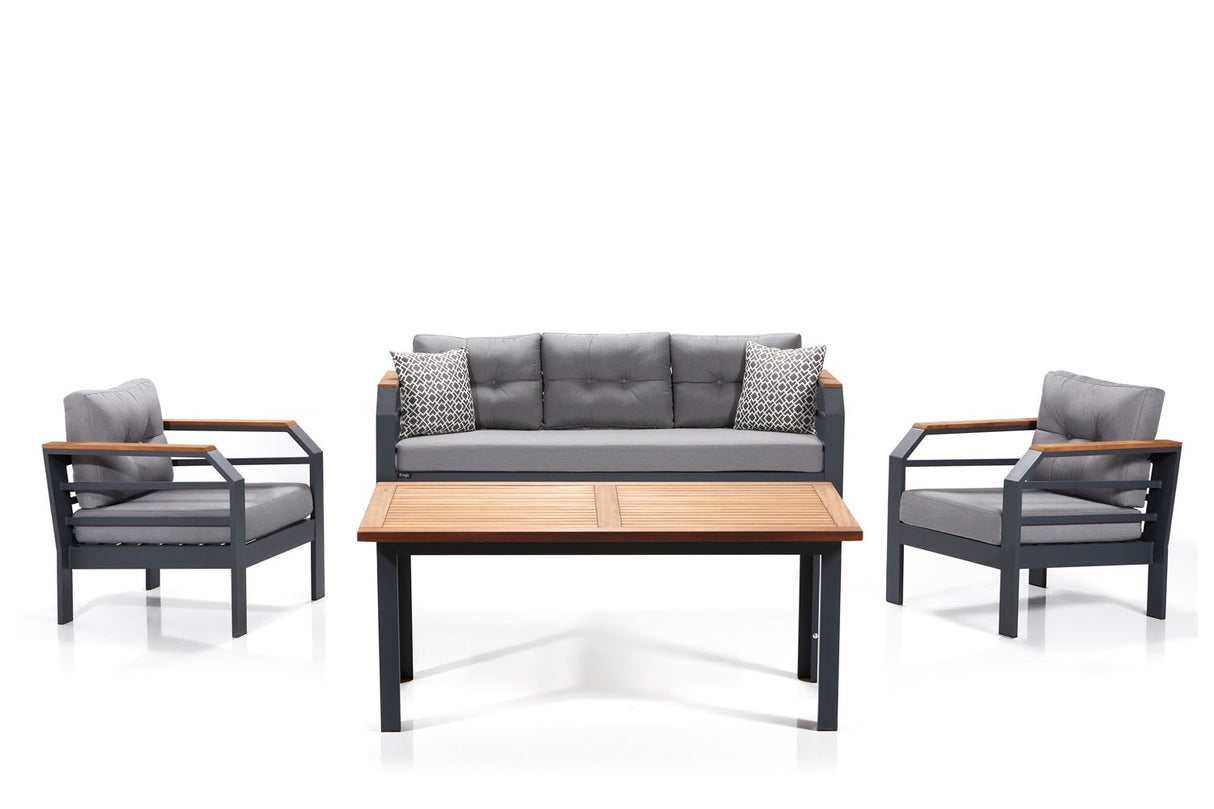 Set mobilier gradina Assento 3+1+1+M - Grey Black - Gri / Negru