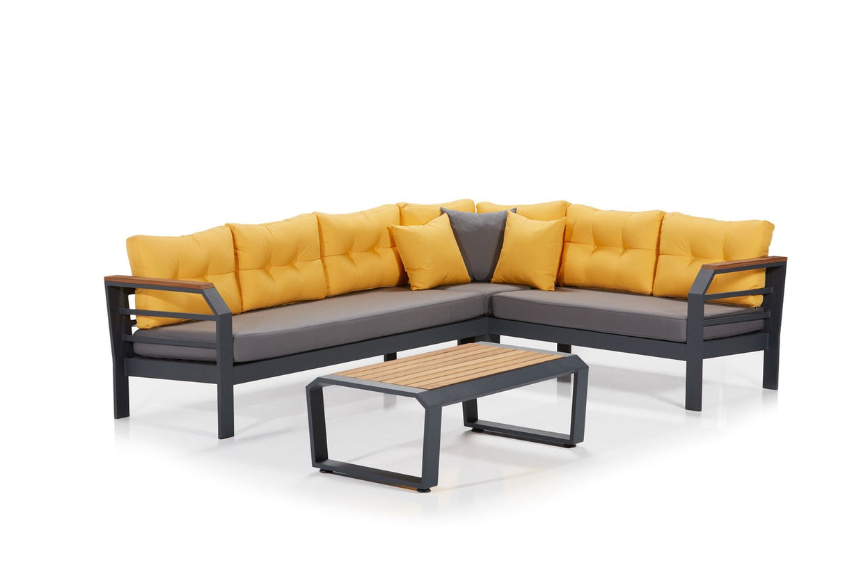 Set mobilier gradina Assento Corner - Yellow Grey Black - Gri