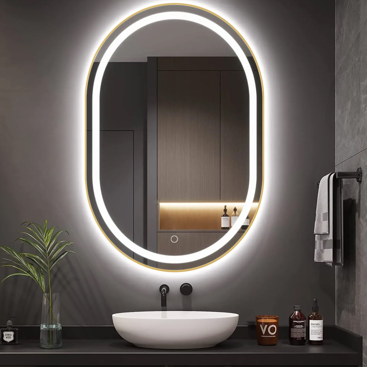 Oglinda LED OLL 60x90 cm Brush Gold
