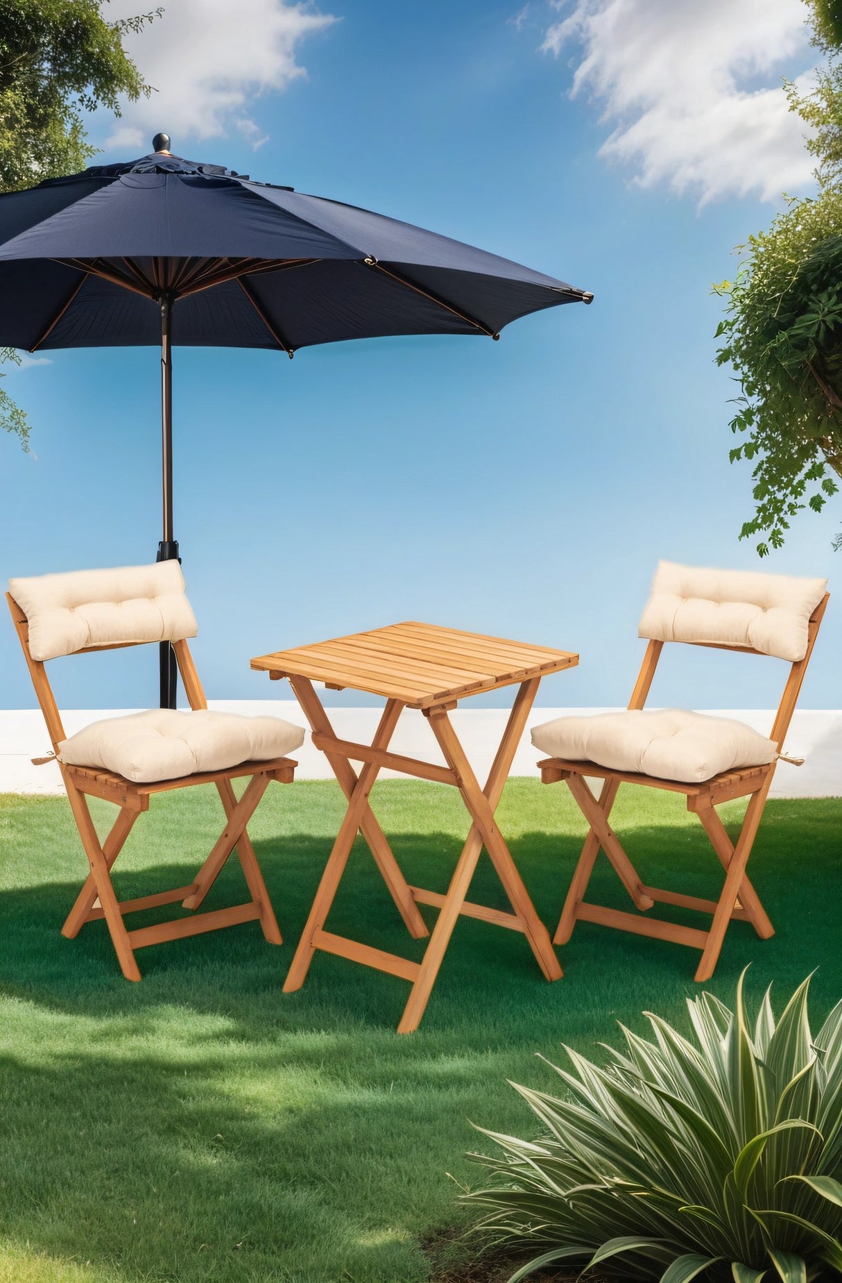 Set mobilier gradina My001A - Natural / Crem