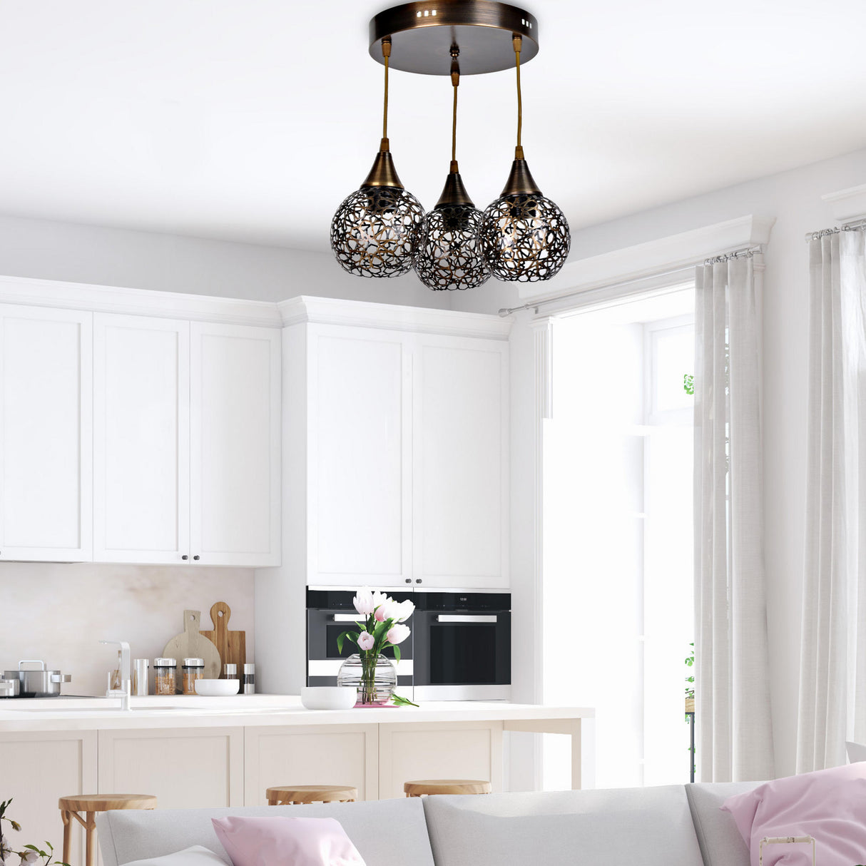 Candelabru Eda 3Lue Sarkit Eskitme Yildiz - Auriu / Negru
