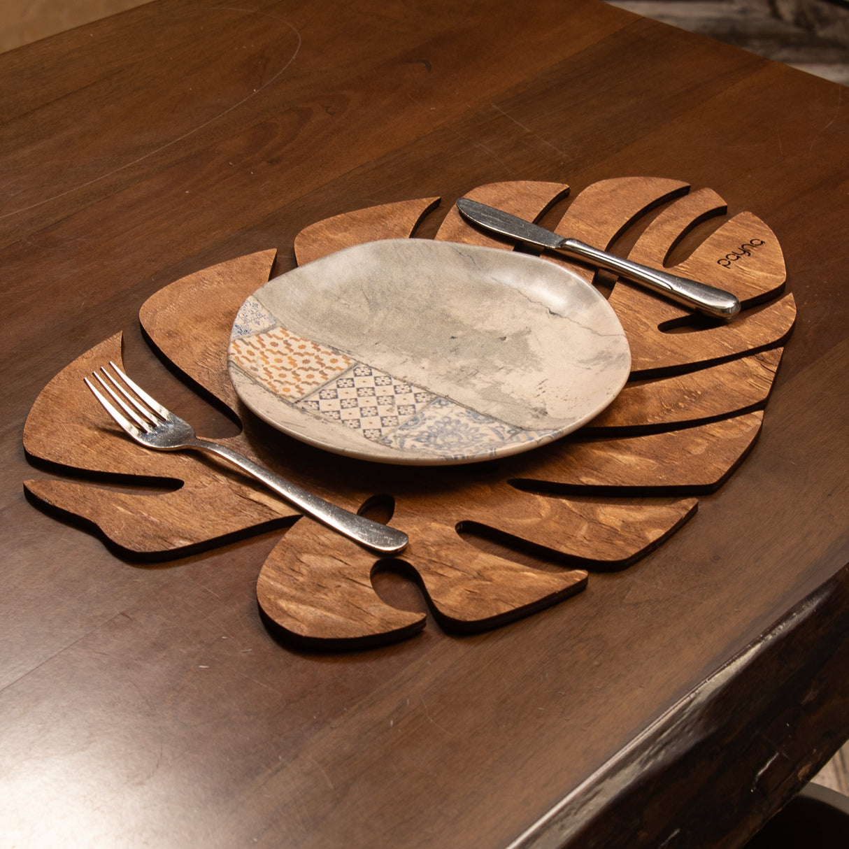 Set suport farfurie Monstera - Walnut - Nuc