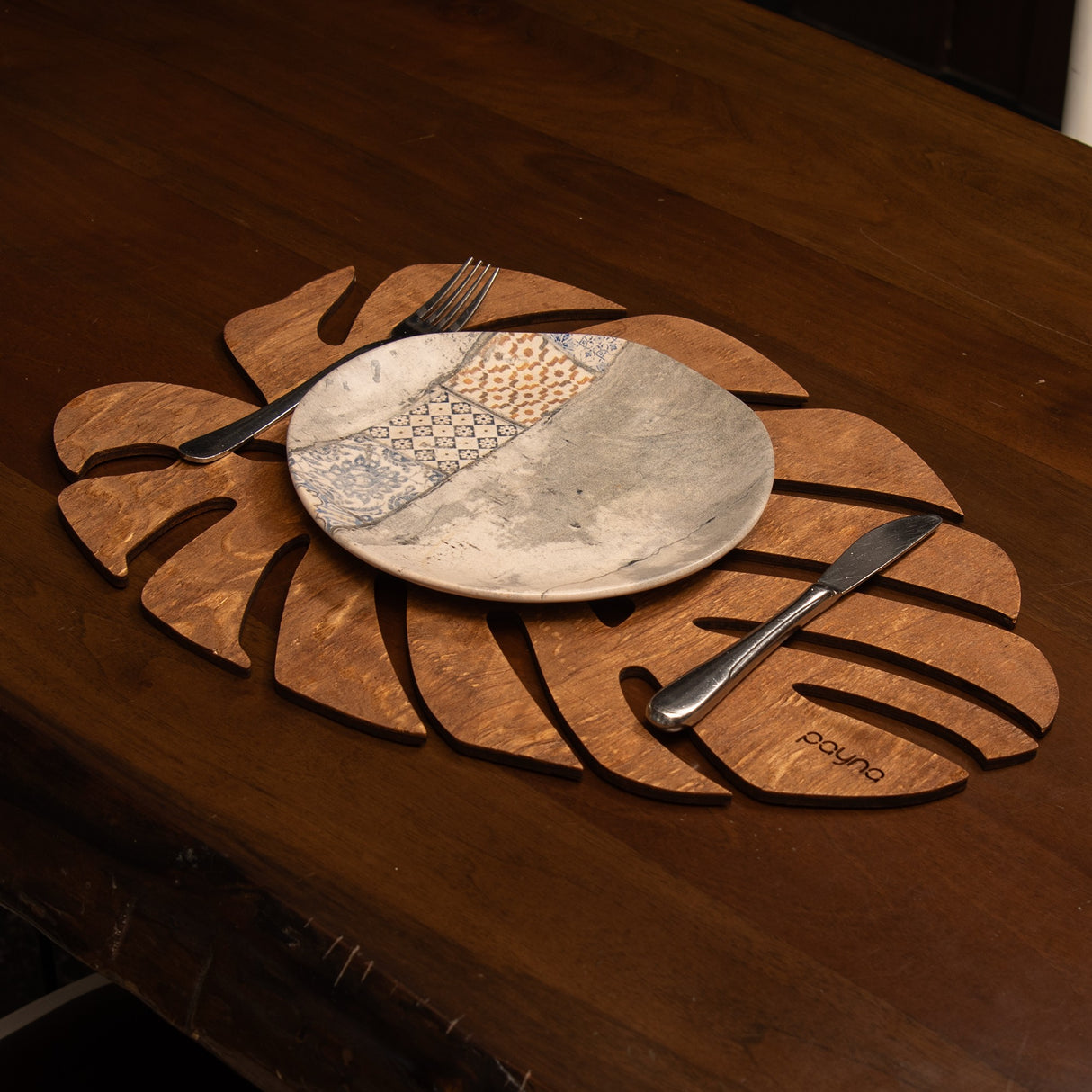 Set suport farfurie Monstera - Walnut - Nuc