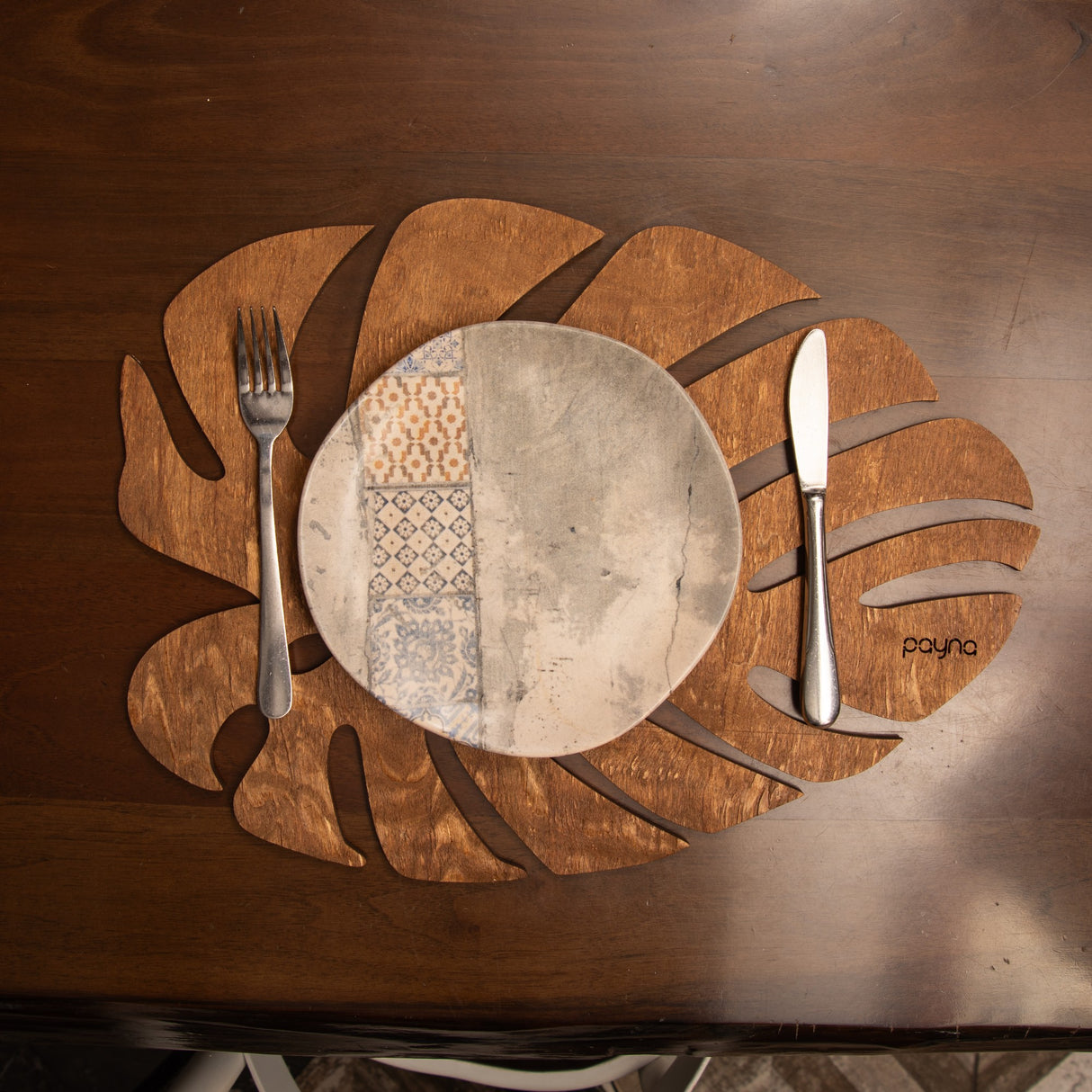 Set suport farfurie Monstera - Walnut - Nuc