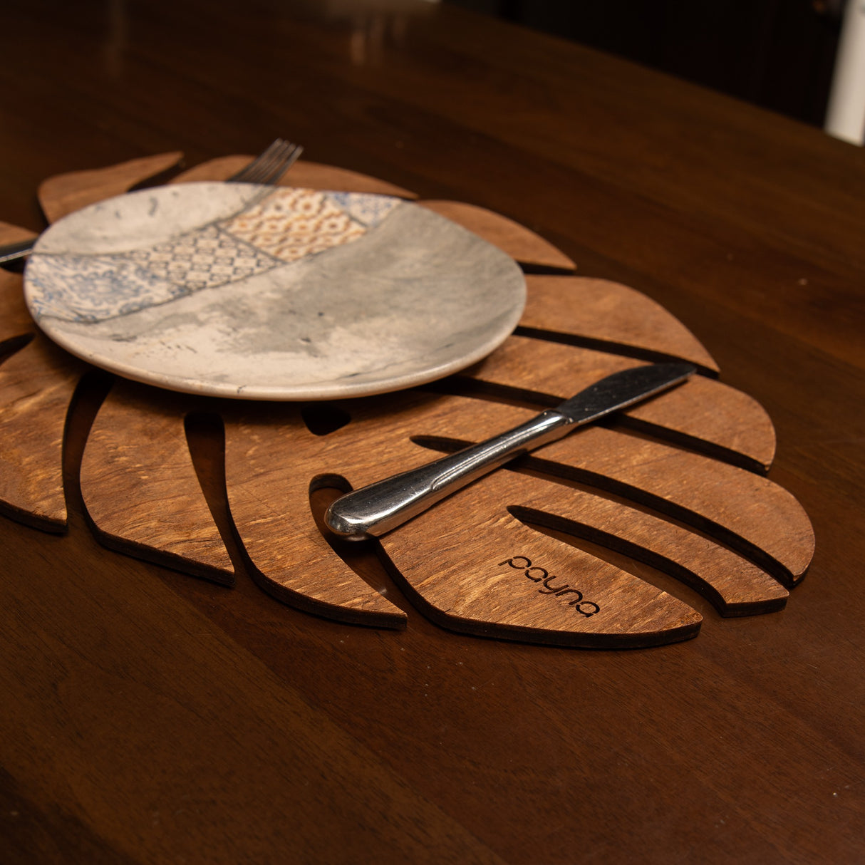 Set suport farfurie Monstera - Walnut - Nuc