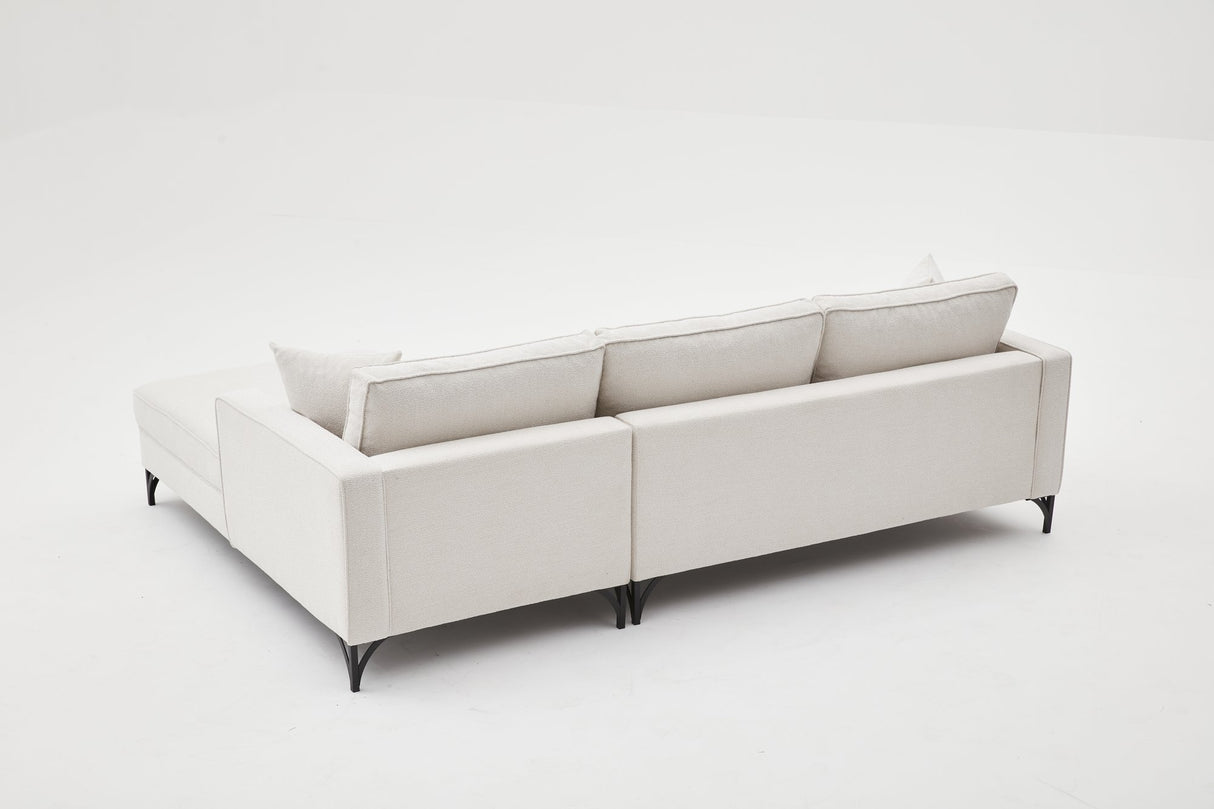 Canapea coltar Berlin Right - Cream, Black - Crem / Negru