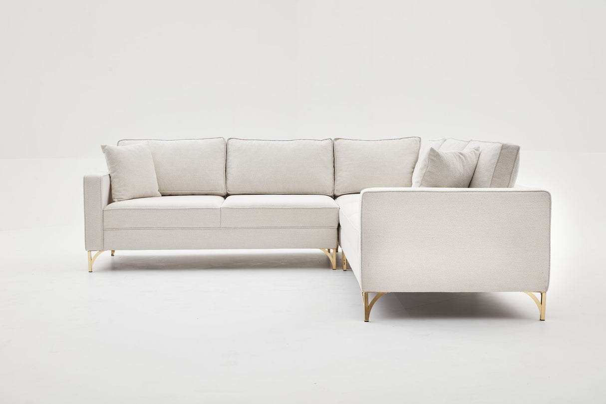 Canapea coltar Berlin - Cream, Gold - Crem / Auriu