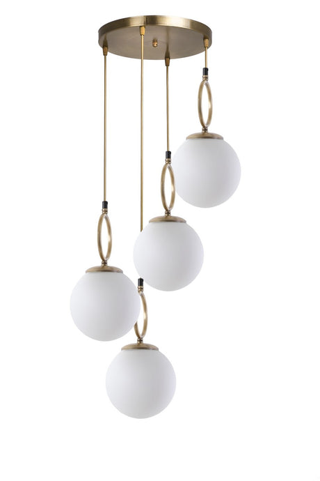 Candelabru Morino 4 Lue Tepsili Beyaz Camli Eskitme Sarkit - Alb