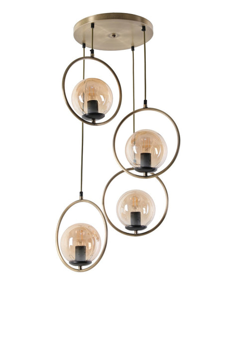 Candelabru Ring 4 Lue Tepsili Bal Camli Eskitme Sarkit - Cupru