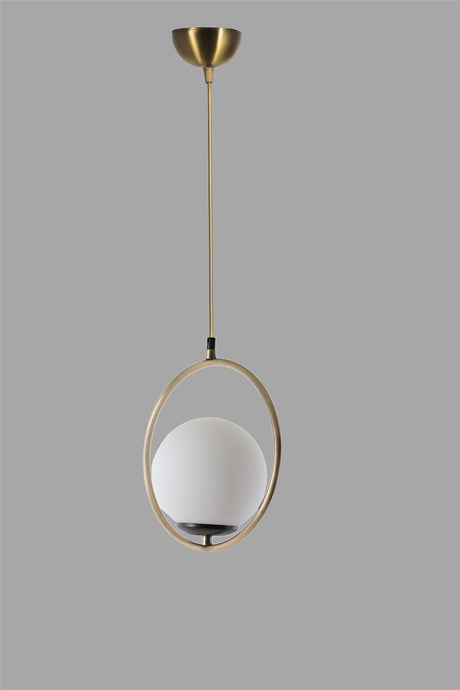 Candelabru Ring Tekli Beyaz Camli Eskitme Sarkit - Alb / Cupru
