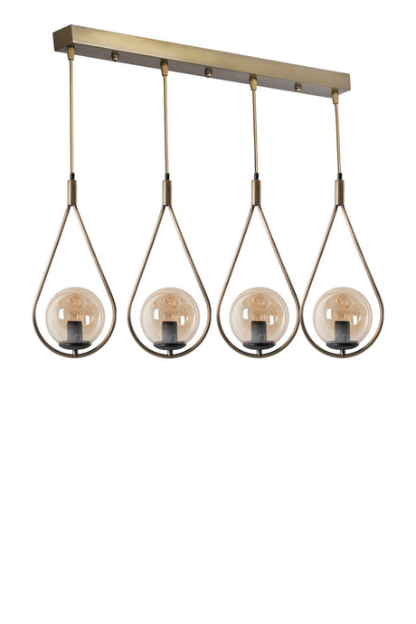 Candelabru Damla 4 Lue Sirali Bal Camli Eskitme Sarkit - Cupru