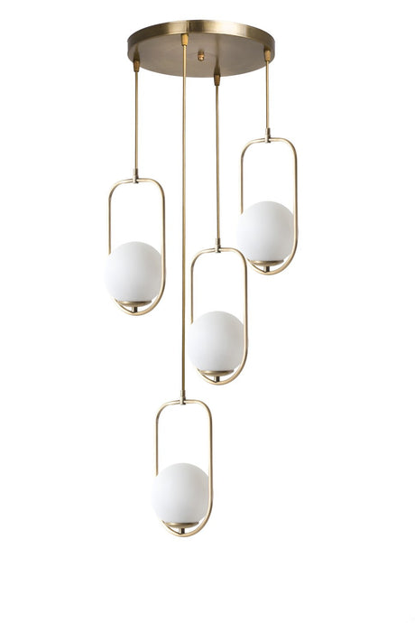 Candelabru Ahu 4 Lue Tepsili Beyaz Camli Eskitme Sarkit - Alb / Cupru
