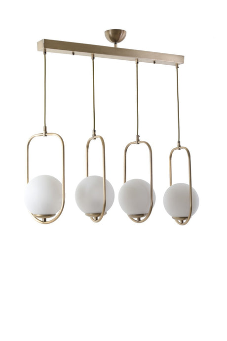 Candelabru Ahu 4 Lue Sirali Beyaz Camli Eskitme Sarkit - Alb / Cupru