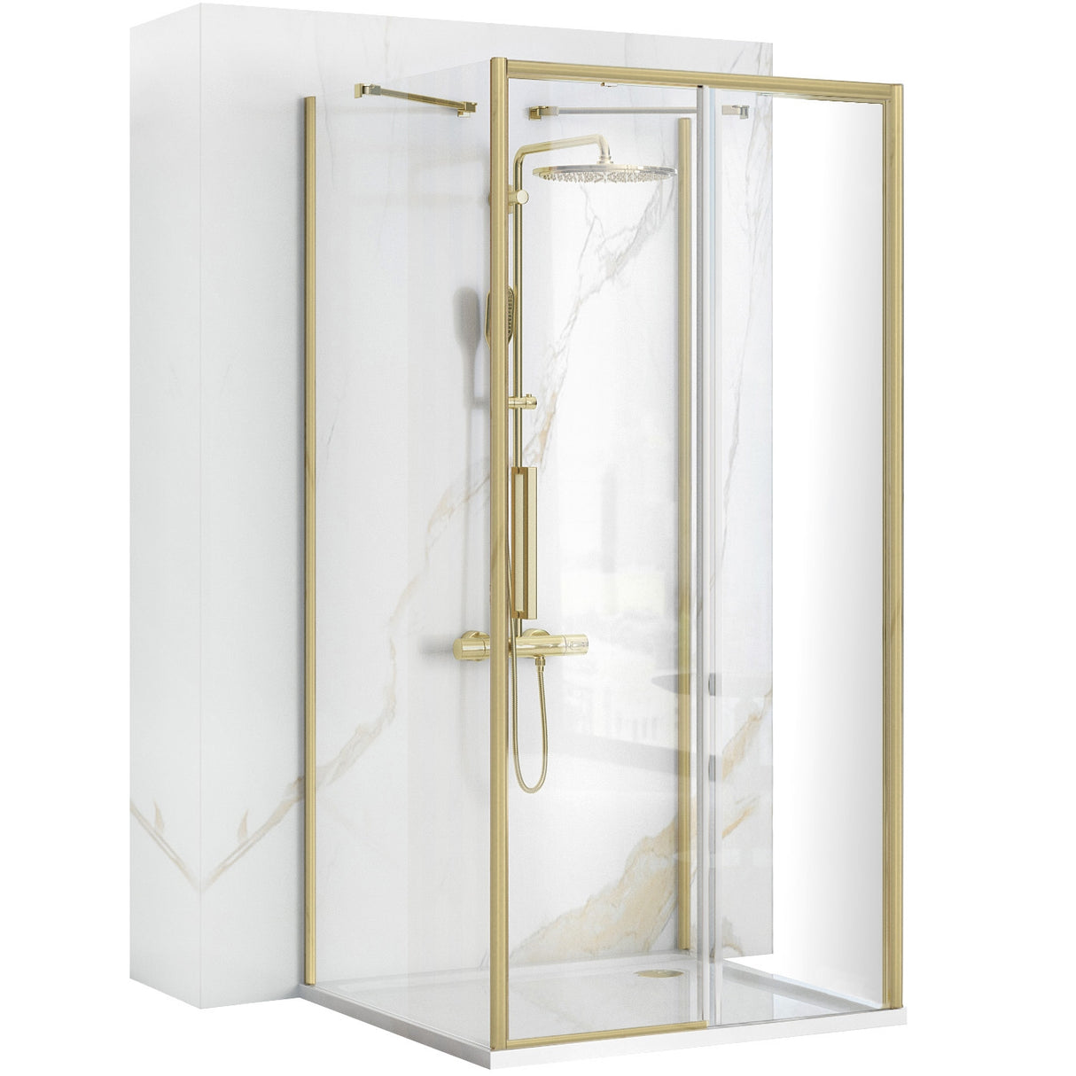 Cabina de dus de perete REA Rapid Slide  Brush Gold / Usa: 120 Perete: 90