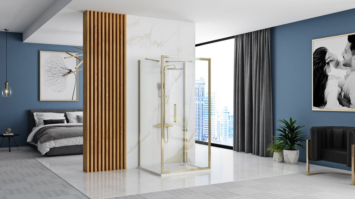 Cabina de dus de perete REA Rapid Fold Gold / Usa:90 x Perete:100