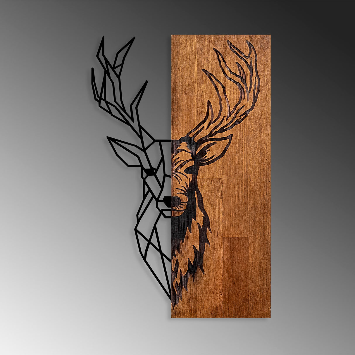 Decoratiune lemn Red Deer 1 - Nuc / Negru