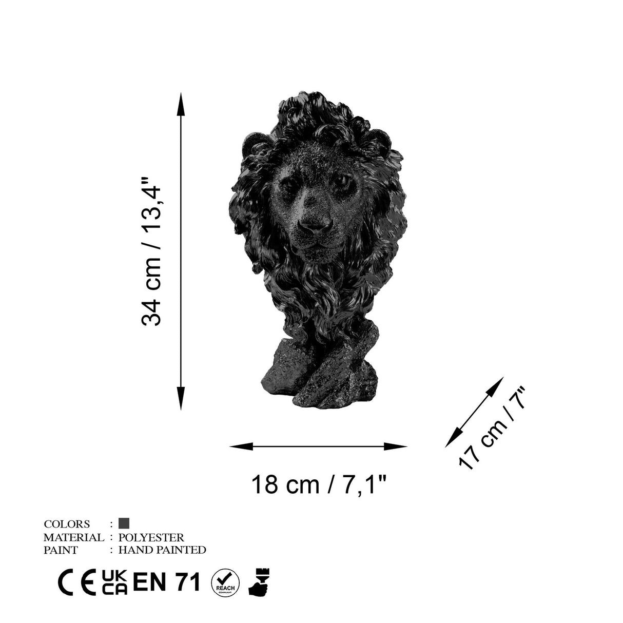 Obiect decorativ Lion-4 - Negru