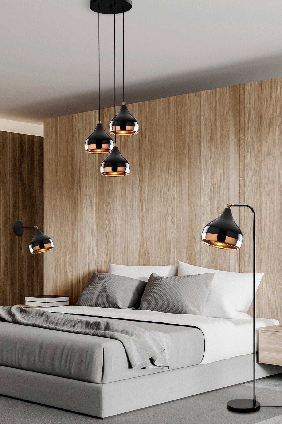 Set lampi Yildo - Set4 - Negru / Cupru
