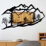 Decoratiune lemn Bicycle Riding in Nature 1 - Nuc / Negru