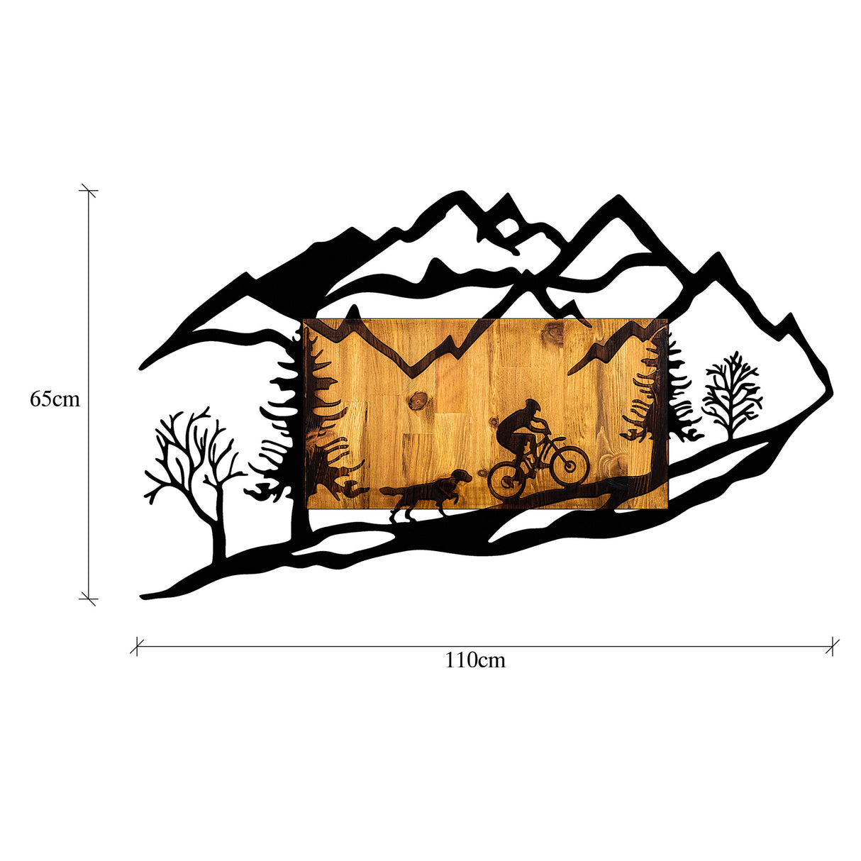 Decoratiune lemn Bicycle Riding in Nature 1 - Nuc / Negru