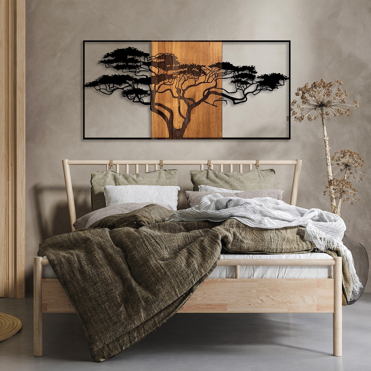 Decoratiune lemn Acacia Tree - 328 - Negru / Nuc