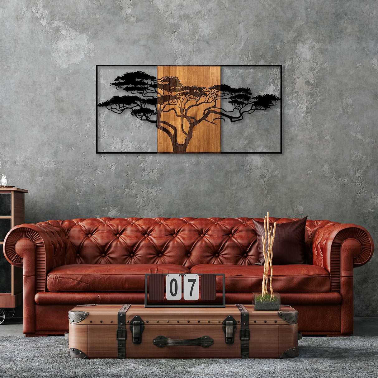 Decoratiune lemn Acacia Tree - 328 - Negru / Nuc