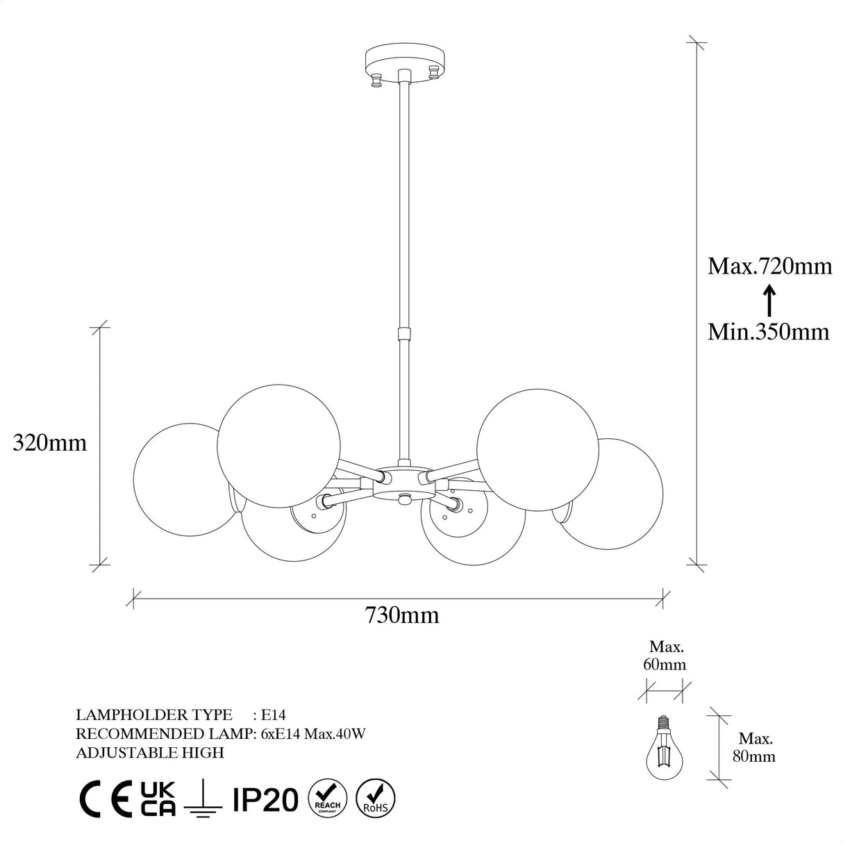 Candelabru Akkas - 10085 - Negru / Crem