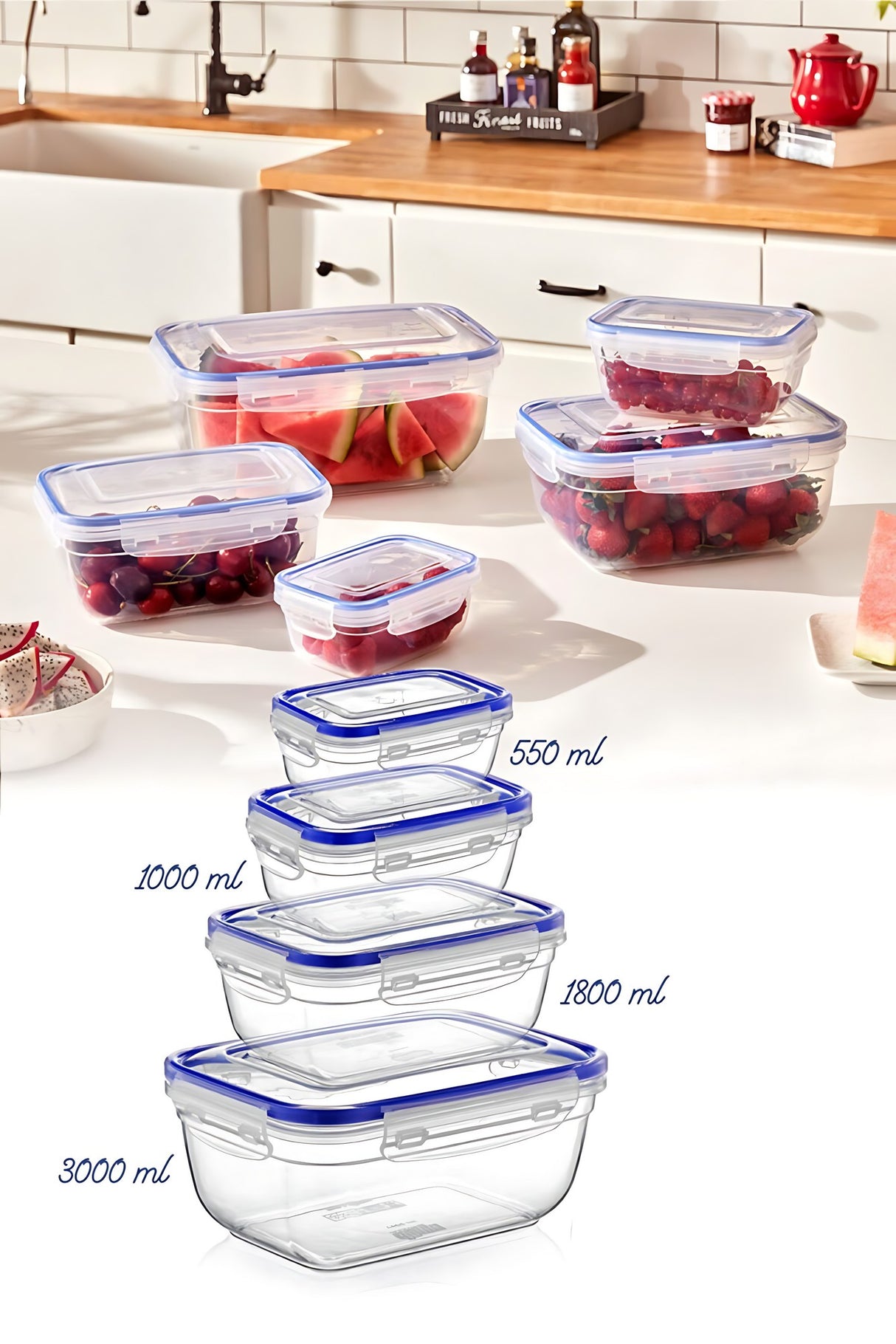 Set cutii depozitare 30145 - Transparent