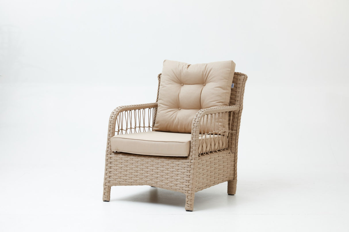 Set mobilier gradina Vera Rattan (2+1+1+S) - Crem