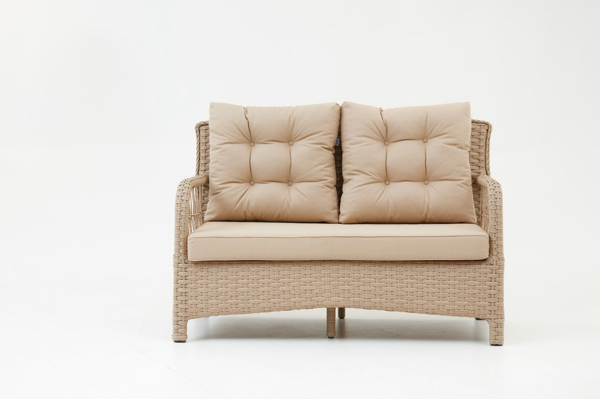 Set mobilier gradina Vera Rattan (2+1+1+S) - Crem