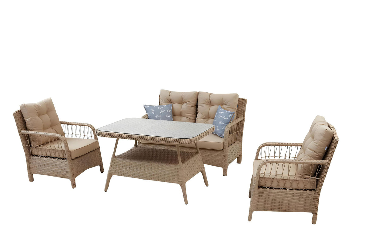 Set mobilier gradina Vera Rattan (2+1+1+S) - Crem