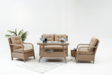 Set mobilier gradina Vera Rattan (2+1+1+S) - Crem