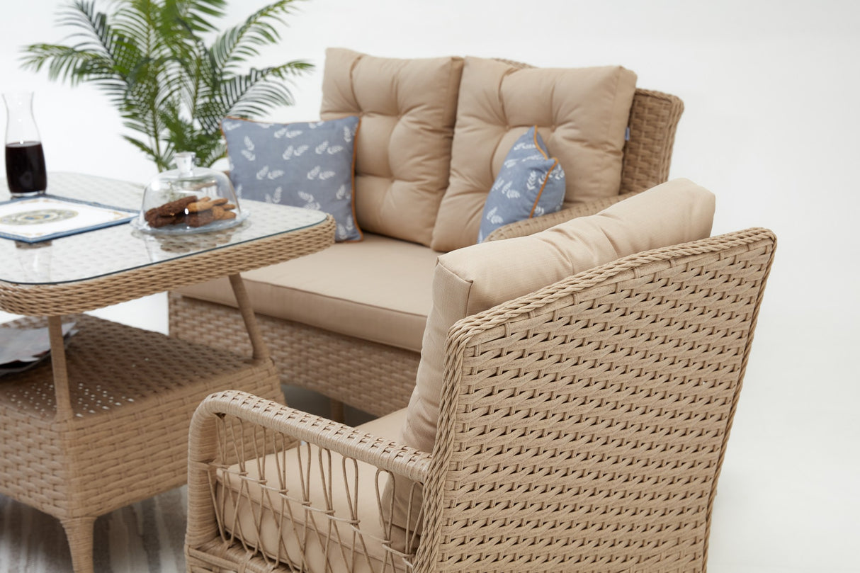 Set mobilier gradina Vera Rattan (2+1+1+S) - Crem