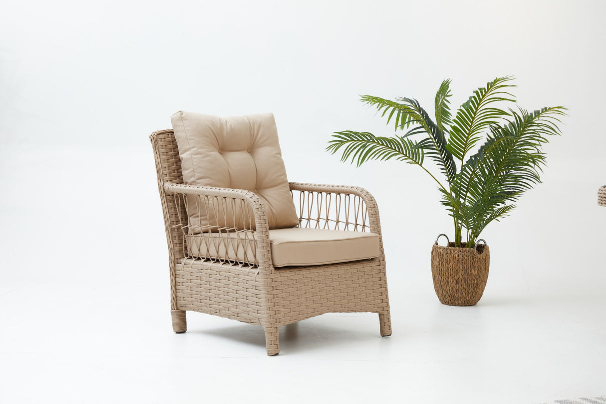 Set mobilier gradina Vera Rattan (2+1+1+S) - Crem