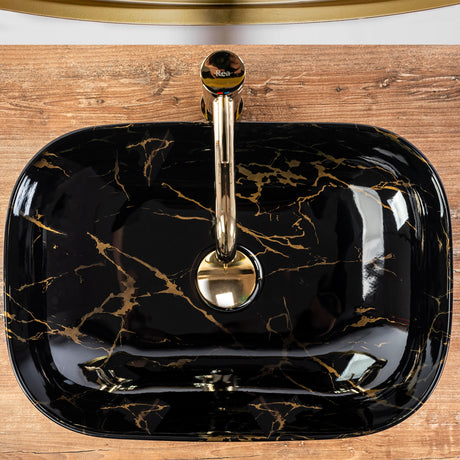 Lavoar pe blat Rea Belinda Black Marble shiny