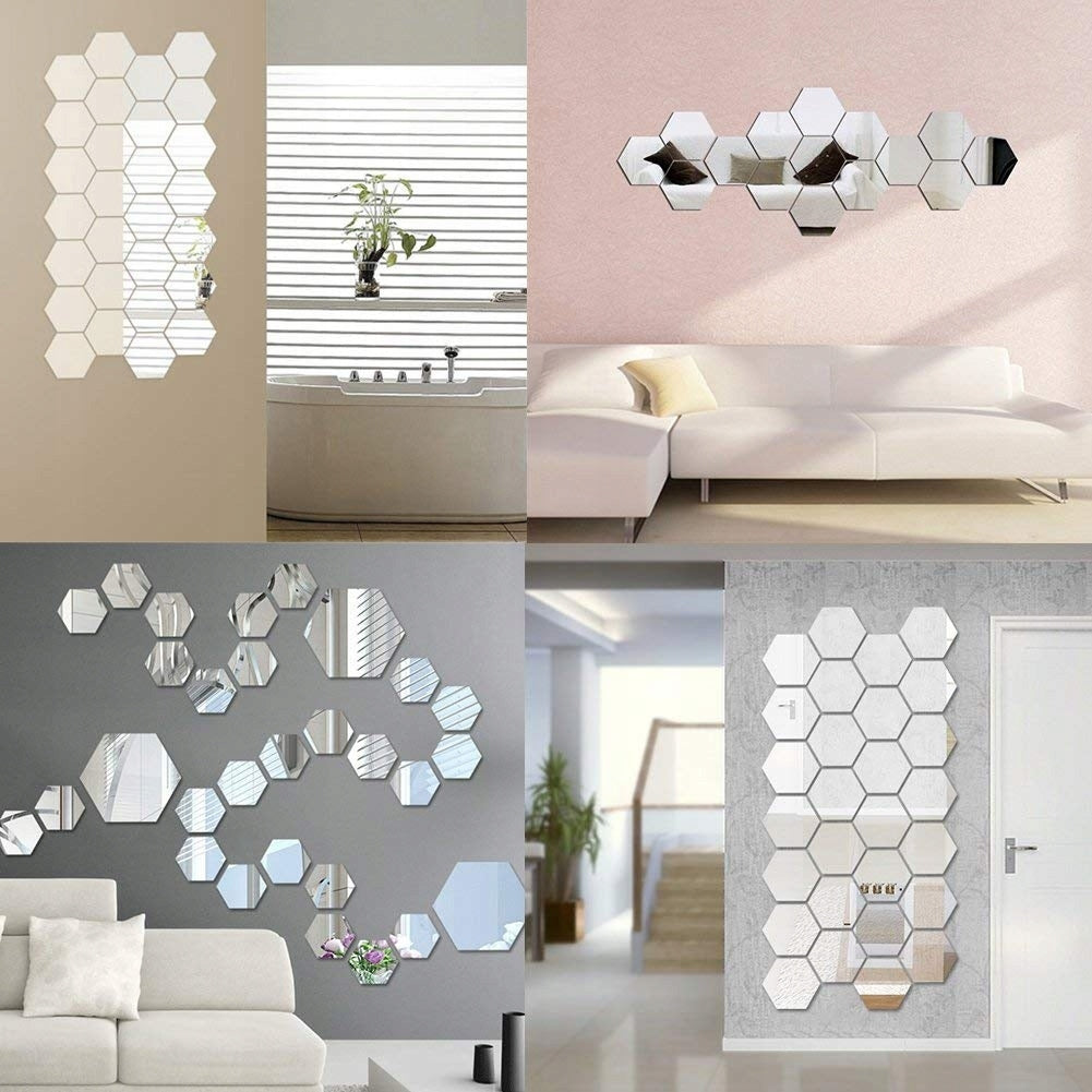 Oglinda decorativa Hexagon Set 8 bucati