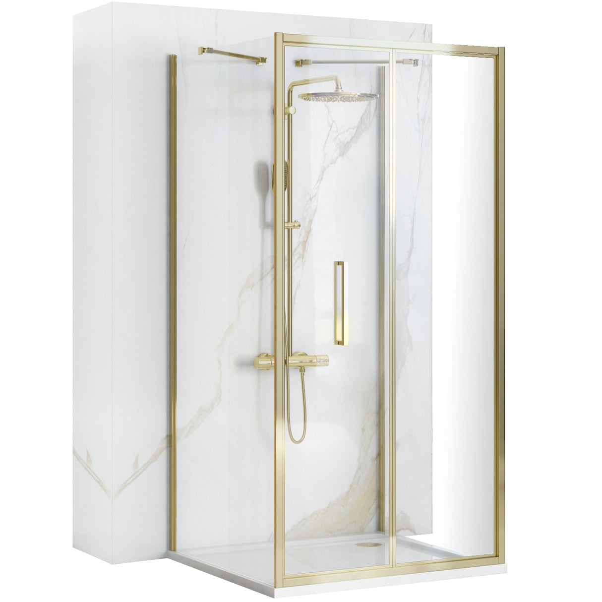 Cabina de dus de perete REA Rapid Fold Gold / Usa:100 x Perete:90