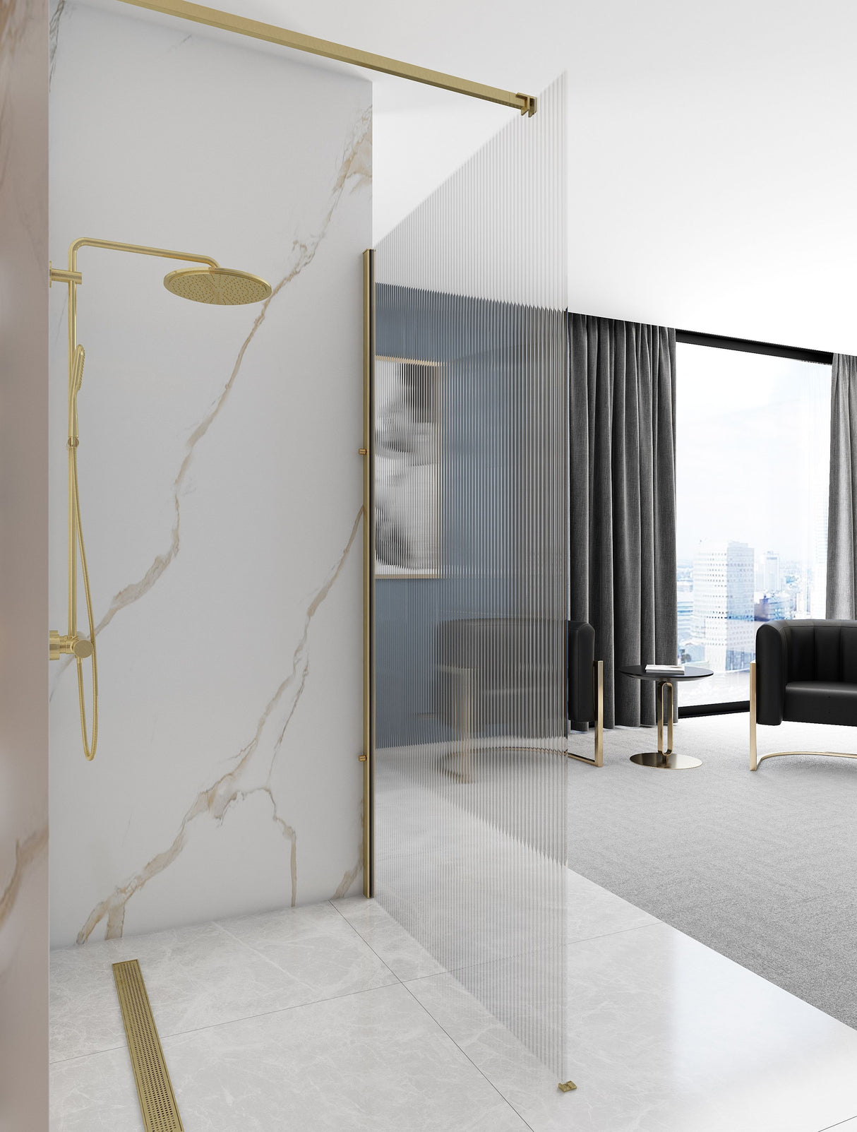 Paravan de dus Rea Aero Intimo Gold Brush 120